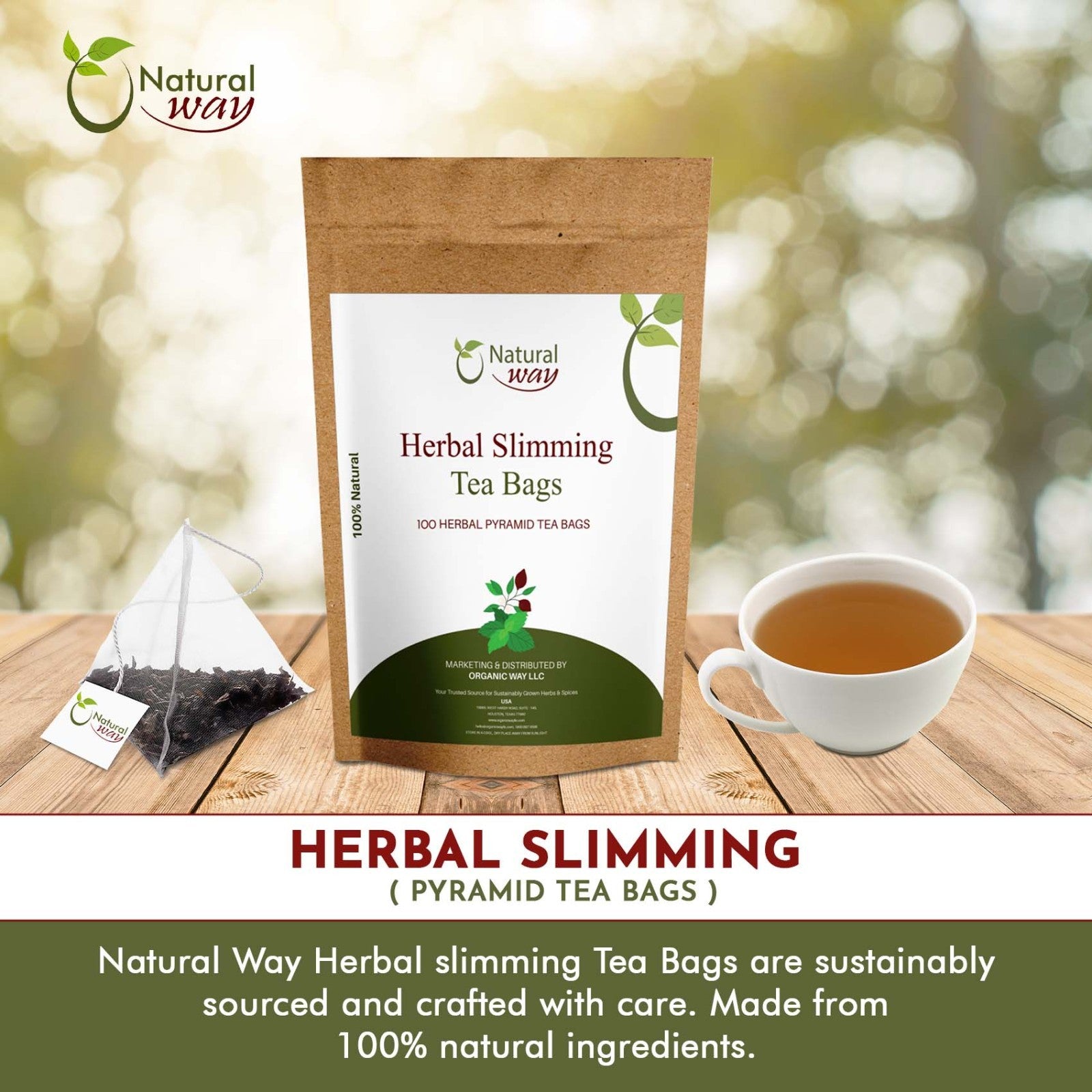 Pyramid Herbal Slimming Tea Bags | ECO Conscious Packaging | 9 Oz (Pack of 100)