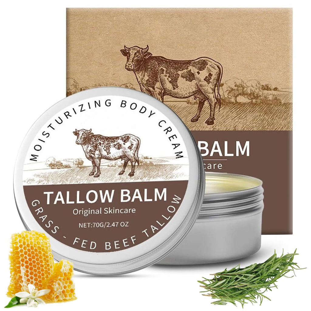 Beef Tallow for Skin, Tallow and Honey Balm, Natural Moisturizer Body Cream, Natural Organic Grass Fed Beef Tallow for Body Moisturizer Skin Care for Sensitive Skin