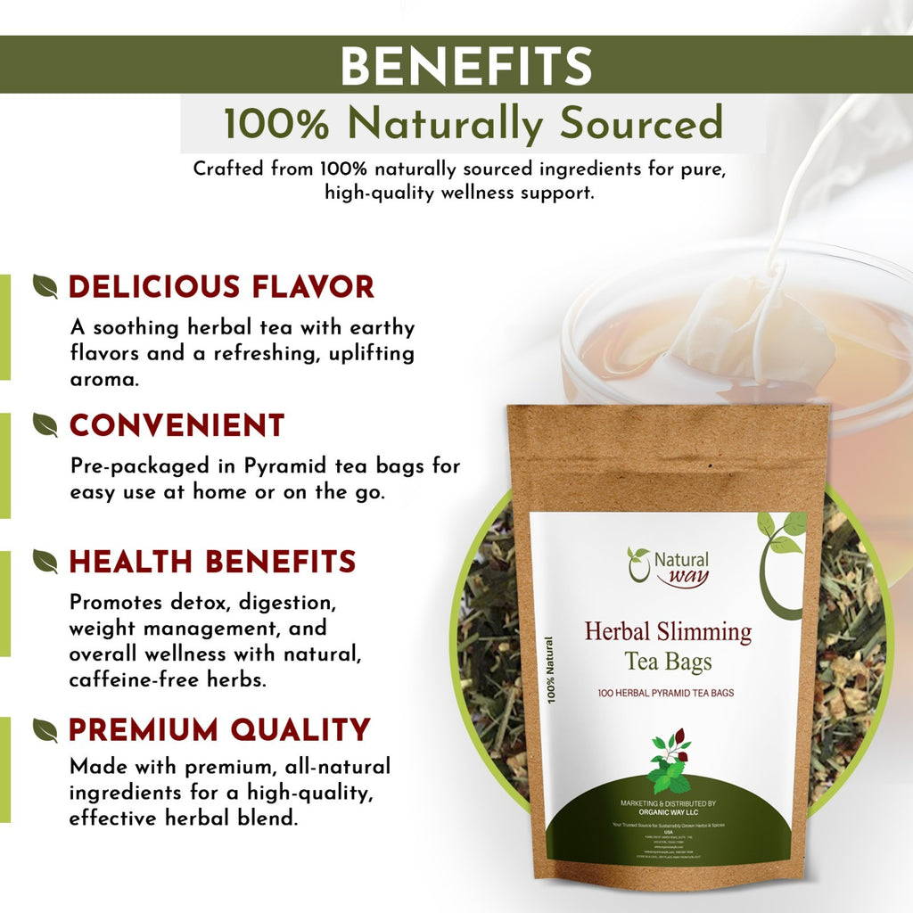 Pyramid Herbal Slimming Tea Bags | ECO Conscious Packaging | 9 Oz (Pack of 100)
