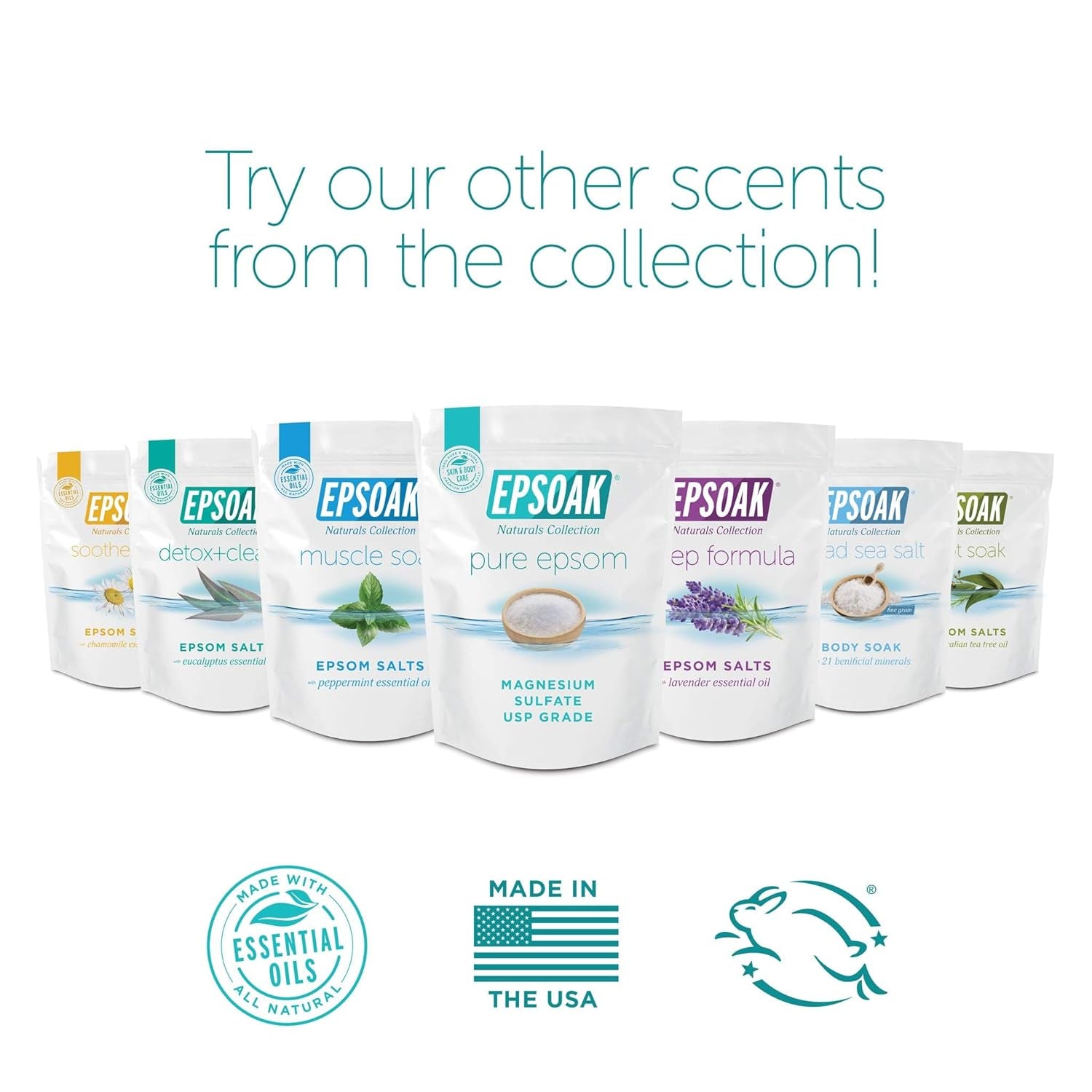 Epsom Salt 5 Lb Resealable Bulk Bag, Magnesium Sulfate USP. Unscented, Made in the USA, Cruelty-Free Certified