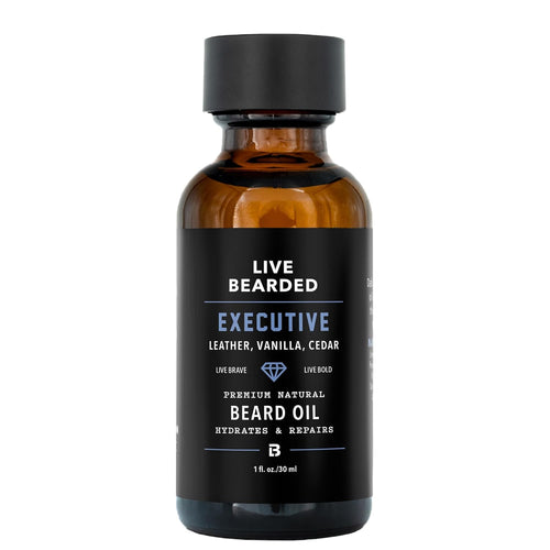 Beard Oil, 1 Fl Oz - Premium All-Natural Jojoba - Made in the USA - Hair and Skin Care for Men with Dry, Flaky Patches | Executive Scent - Cedar, Vanilla