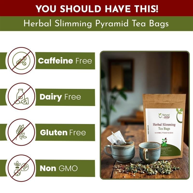 Pyramid Herbal Slimming Tea Bags | ECO Conscious Packaging | 9 Oz (Pack of 100)