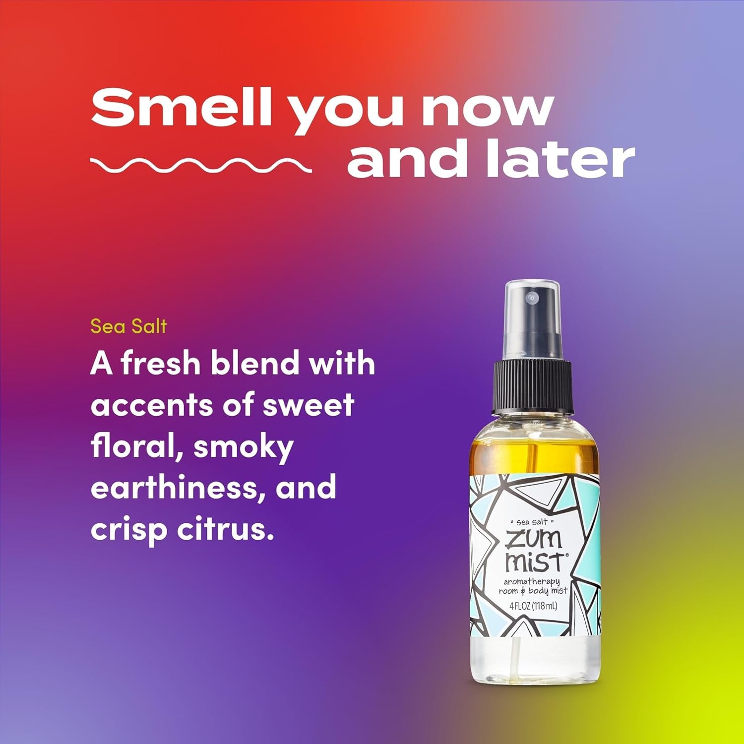 Zum Mist Room & Body Spray - Aromatherapy Essential Oil Spray - Natural Body Mist & Room Spray - Sea Salt Scent - 4 Fl Oz (2 Pack)