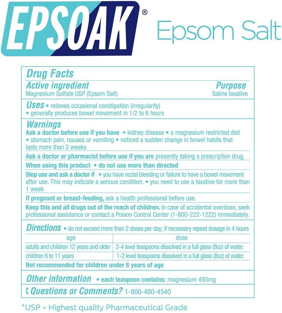 Epsom Salt – 10 Lb (Two 5 Lb Resealable Bags), Magnesium Sulfate USP, Unscented, Made in USA, Perfect for Bath, Spa, and Soaking